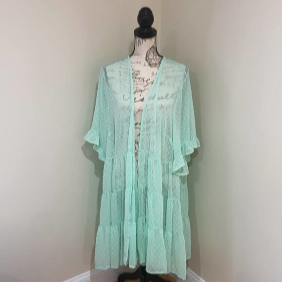 Torrid green CLIP DOT RUFFLE KIMONO - Picture 11 of 13